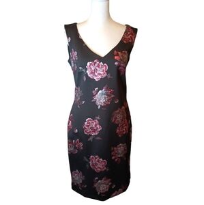 White House Black market black dress with pink and silver flowers size 6. Bnwt.